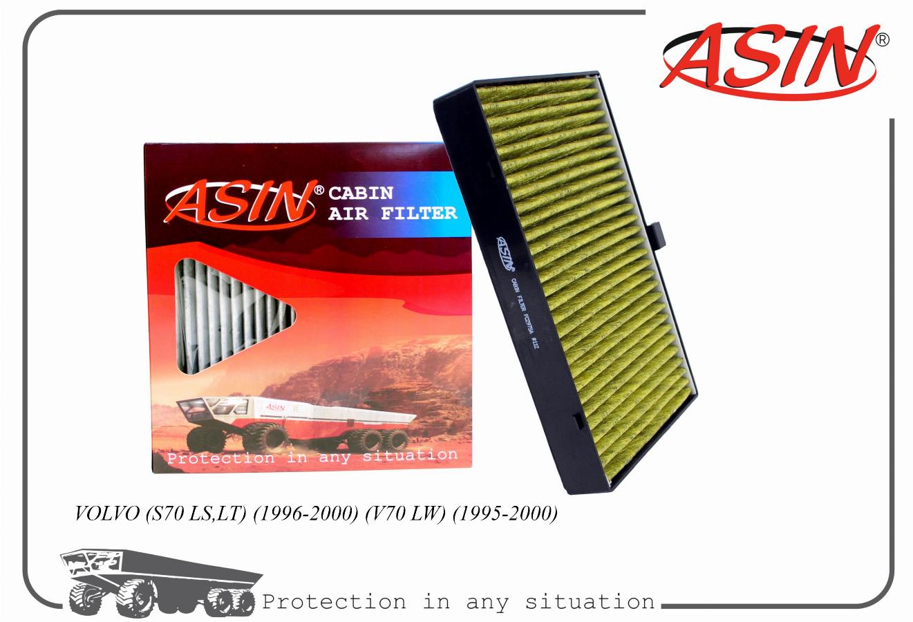 Фильтр салона антибактериальный, угольный Volvo 850 91-96/S70/C70/V70 97-07/V90 2.9 97-98 ASINFC2975