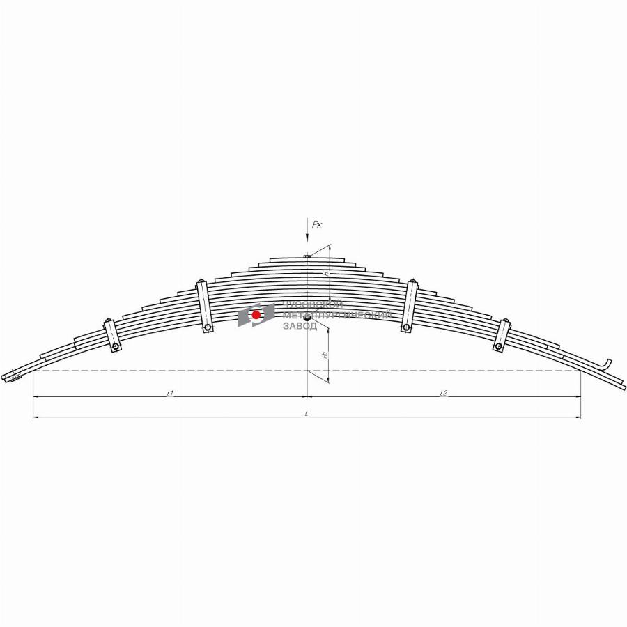 Рессора передняя 15листов L=1920мм МАЗ-53371 53371-2902012