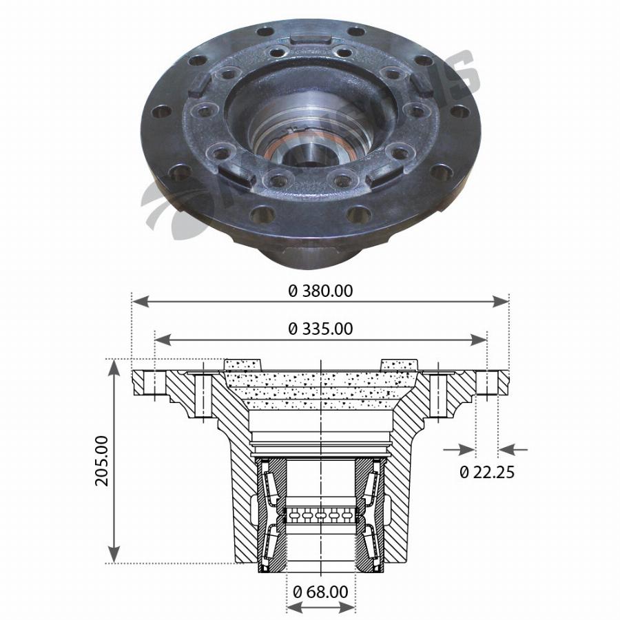Ступица передняя с подшипником Scania 4 100.567