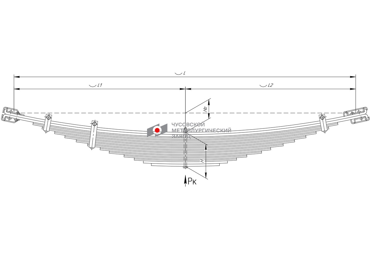 Рессора задняя 14 листов L=1610 мм ГАЗ-53/3307 5312-2912012-02