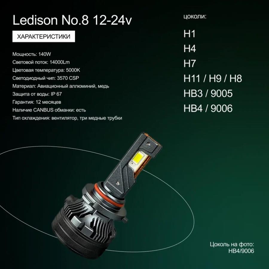 Лампа 12-24V HB4 140W 5000K к-т LED N8HB4