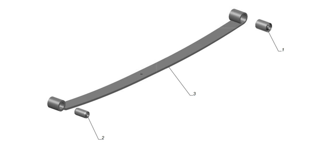Лист №1 передней рессоры с шарнирами L=1500мм ГАЗ-3302 Бизнес 3302-2902100-11