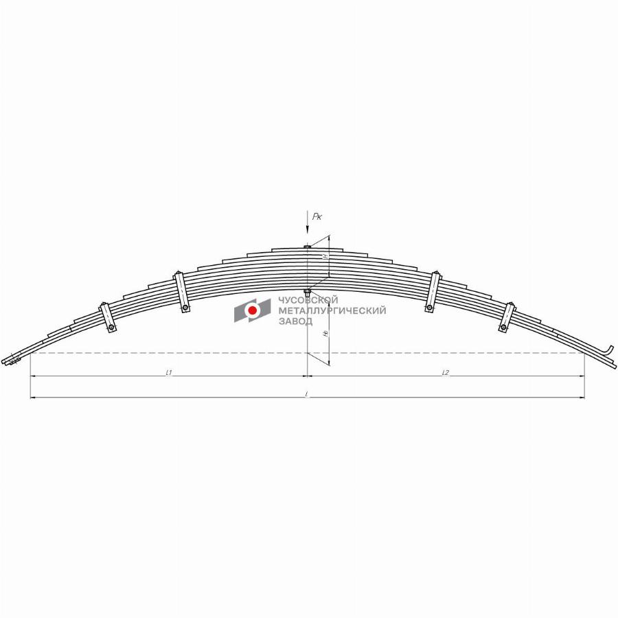 Рессора передняя 12 листов L=1980мм МАЗ-5336 5336-2902012-02