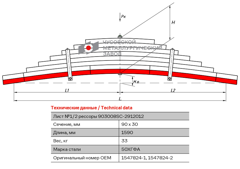 Лист рессоры коренной 8/30*90*240 795+795 Scania 4/P/G/R/T 903008SC2912101