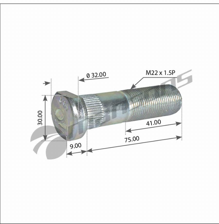 Болт колесный M22*1.5*78/88 Iveco EuroStar 700.642