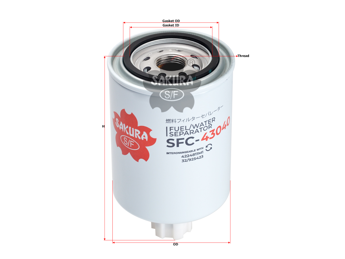 Фильтр топливный сепаратор со сливом JCB/Massey Ferguson/Perkins SFC43040