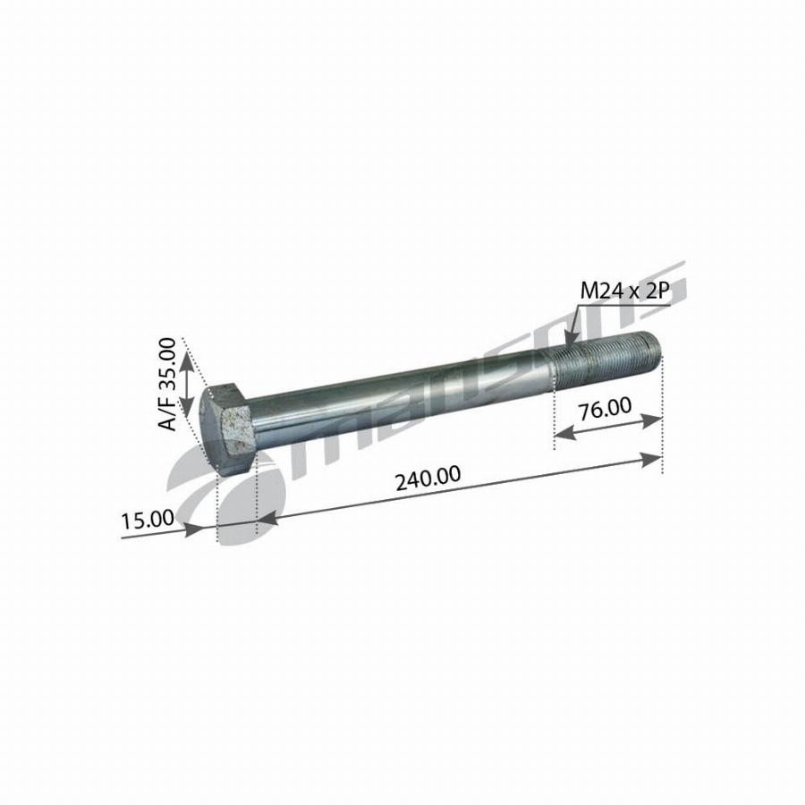 Болт амортизатора M24*2*240 BPW/ROR 700.510