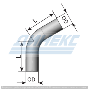 Труба глушителя D=110,00 mm 60° OD/OD 92510