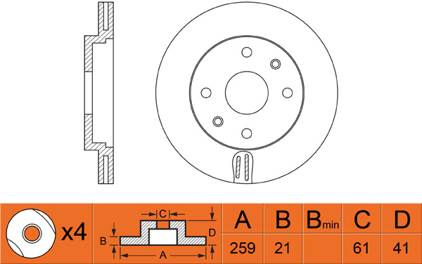 Диск тормозной D=259 передний Renault Clio/Megane/90>/Logan 04-/Lada Largus 12- RN1037