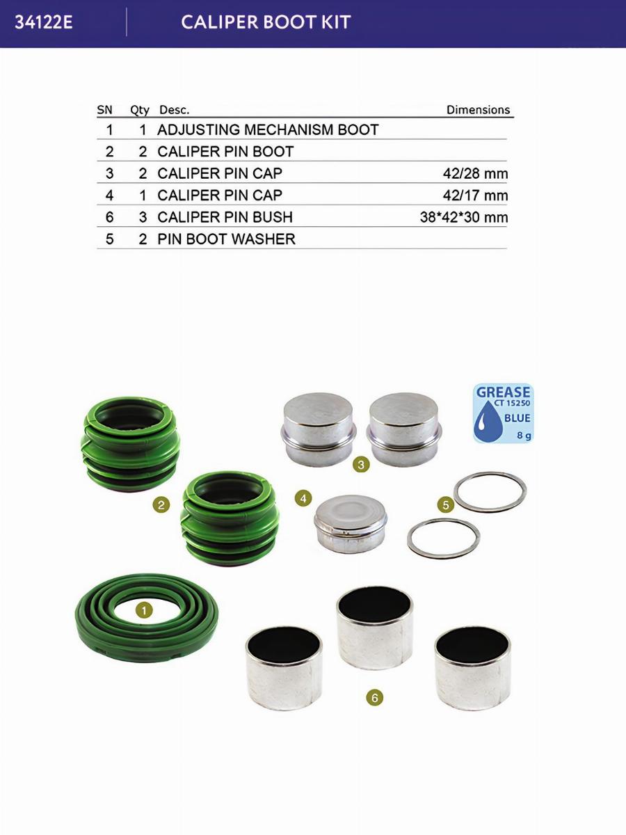 Р/к суппорта крышки, пыльники, втулки Wabco PAN19-1plus/22-1 34122E