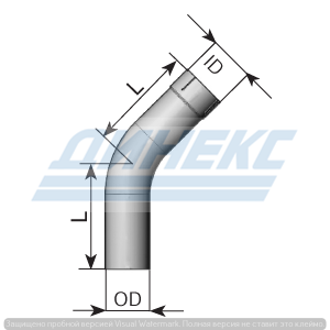Труба глушителя D=60,00 mm 45° OD/ID 92060