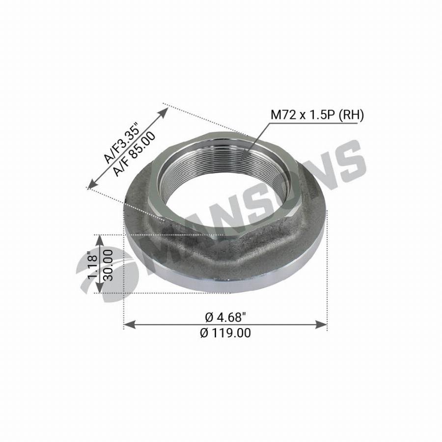 Гайка ступицы M72*1.5*30 правая SAF 600.127