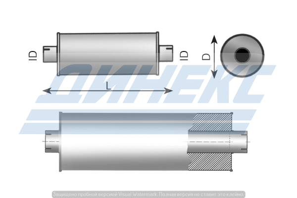 Глушитель D=249/128 L=990 mm 89327