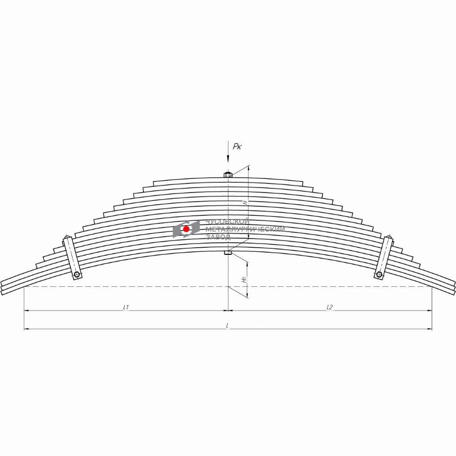 Рессора задняя 16 листов L=1550мм усиленная МАЗ-64229/КРАЗ-65304 55165-2912012