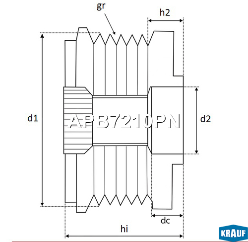 Шкив генератора MB W176 12->/W246 11->/X156 13-> APB7210PN